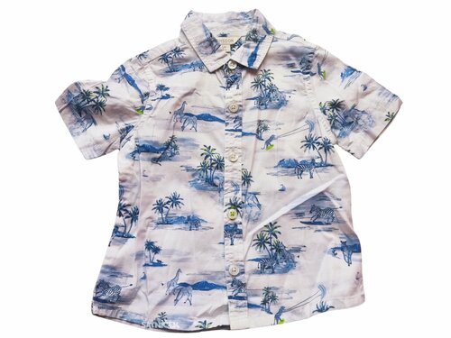 Košile pro kluky krátká bílá s obrázky zvířat secondhand