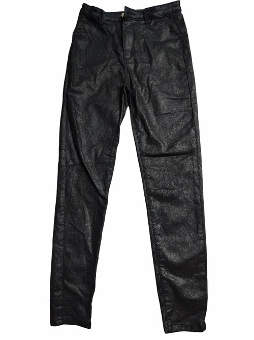 Koženkové kalhoty černé třpytivé pro holky secondhand River Island