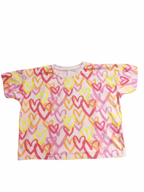 Růžový crop top se srdíčky pro holky secondhand George