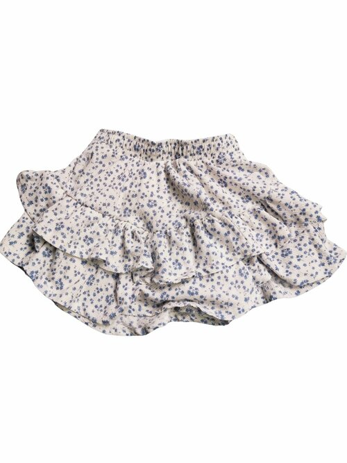 Bílé kraťasy do stylu sukně s modrými květy secondhand F&F
