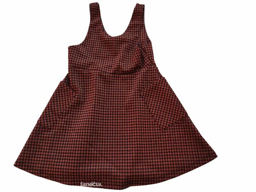 Kostičkované šaty červené secondhand Nutmeg