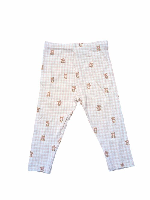 Růžovo-bílé elasťáky s medvídky pro holky secondhand