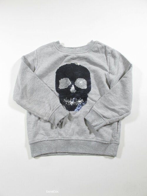 Šedá mikina s lebkou second hand