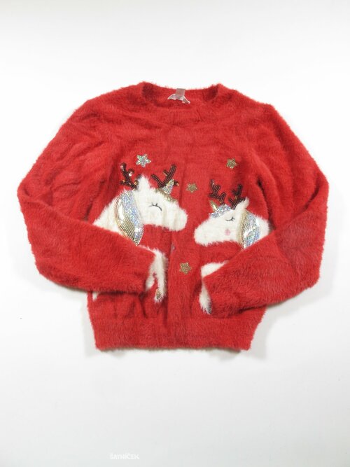 Červený vánoční svetr second hand