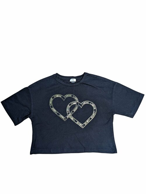 Černé triko se zlatými srdíčky pro holky secondhand River Island