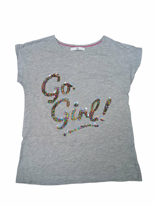 Šedé triko se třpytivým nápisem pro holky secondhand M&S
