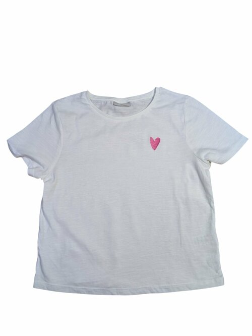 Bílé tričko s malým růžovým srdíčkem outlet Girlswear