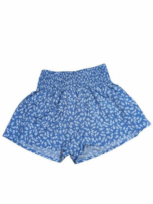 Modré kraťasy kytkované pro holky secondhand Shein