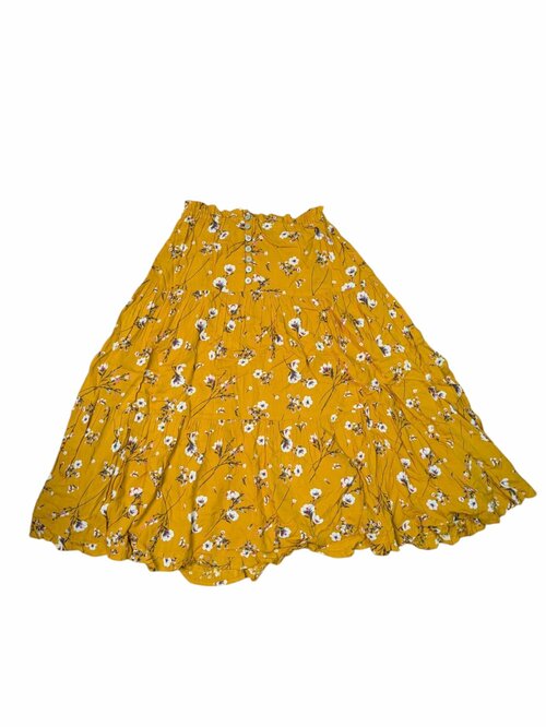 tmavě hořčicová sukně s květinami pro holky secondhand next