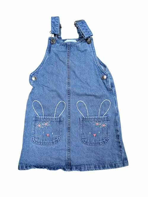 džínové šaty s laclem a se zajíčky na kapsách pro holky secondhand MaS