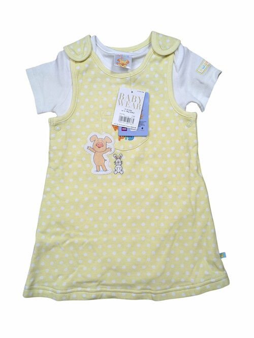 Žluté šaty puntíkaté s body pro holky outlet Wibbly Pig