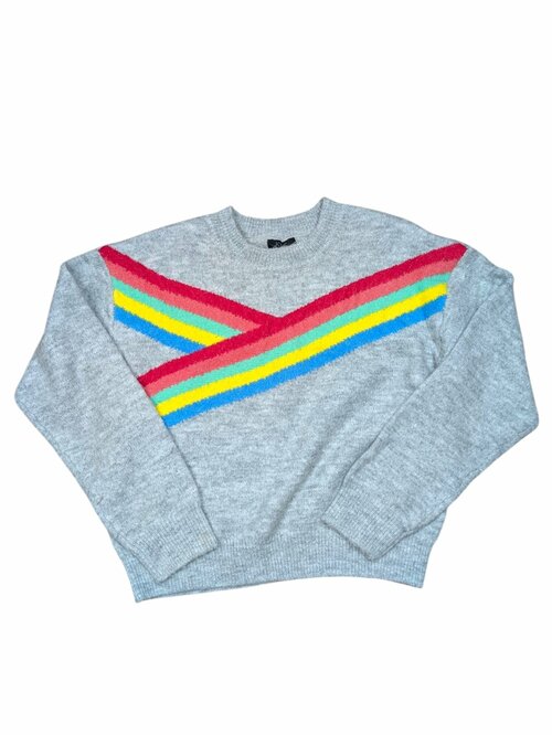 Šedý svetr s duhou pro holky secondhand Kylie