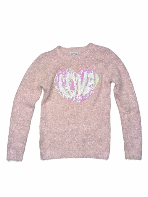 Růžový svetr s obrázkem pro holky secondhand bluezoo