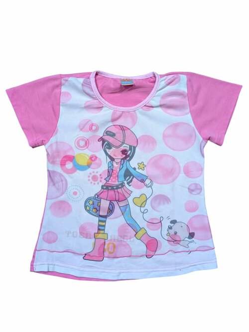 Růžovo bílé triko s obrázkem pro holky secondhand Good Children