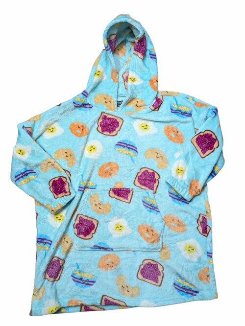 Světle modrá županová mikina s obrázky secondhand Studio