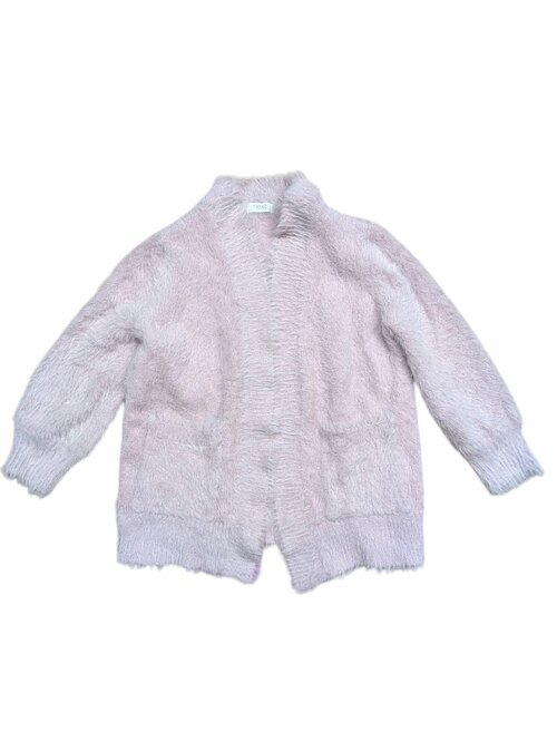 Růžový chlupatý svetr bez zapínání pro holky secondhand Next