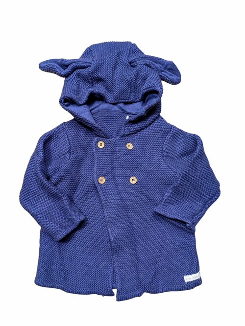 Modrá pletená bunda s ušima pro kluky secondhand Peter Rabbit