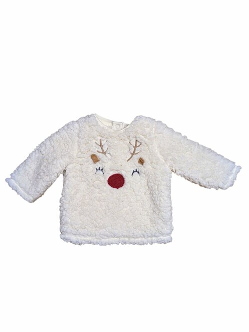 Světlá huňatá mikina se sobem pro holky secondhand F&F