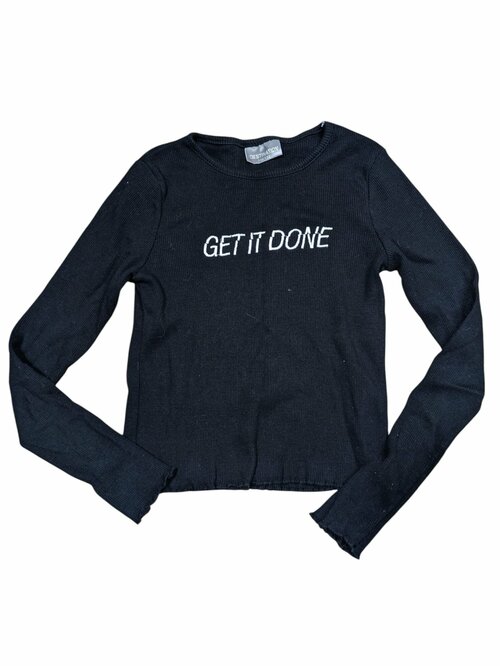 Černé žebrované triko elastické s nápisem pro holky secondhand Destination