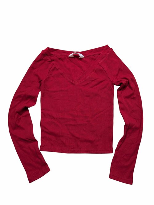 Červené triko žebrované pro holky secondhand H&M