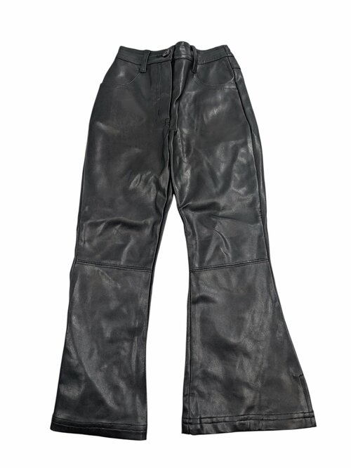 Černé koženkové zvonové kalhoty pro holky secondhand 