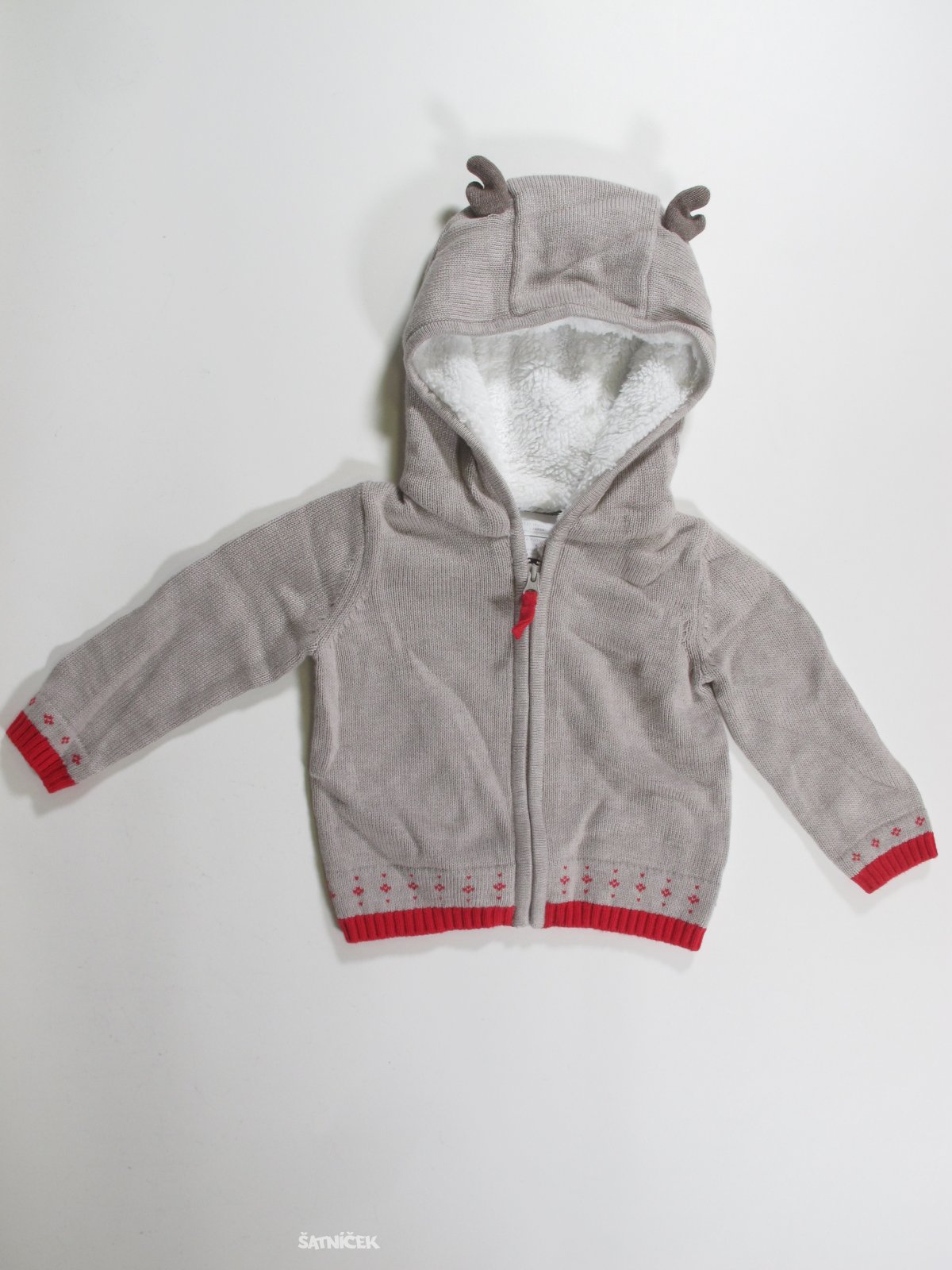 Svetr šedo červený pro  děti secondhand