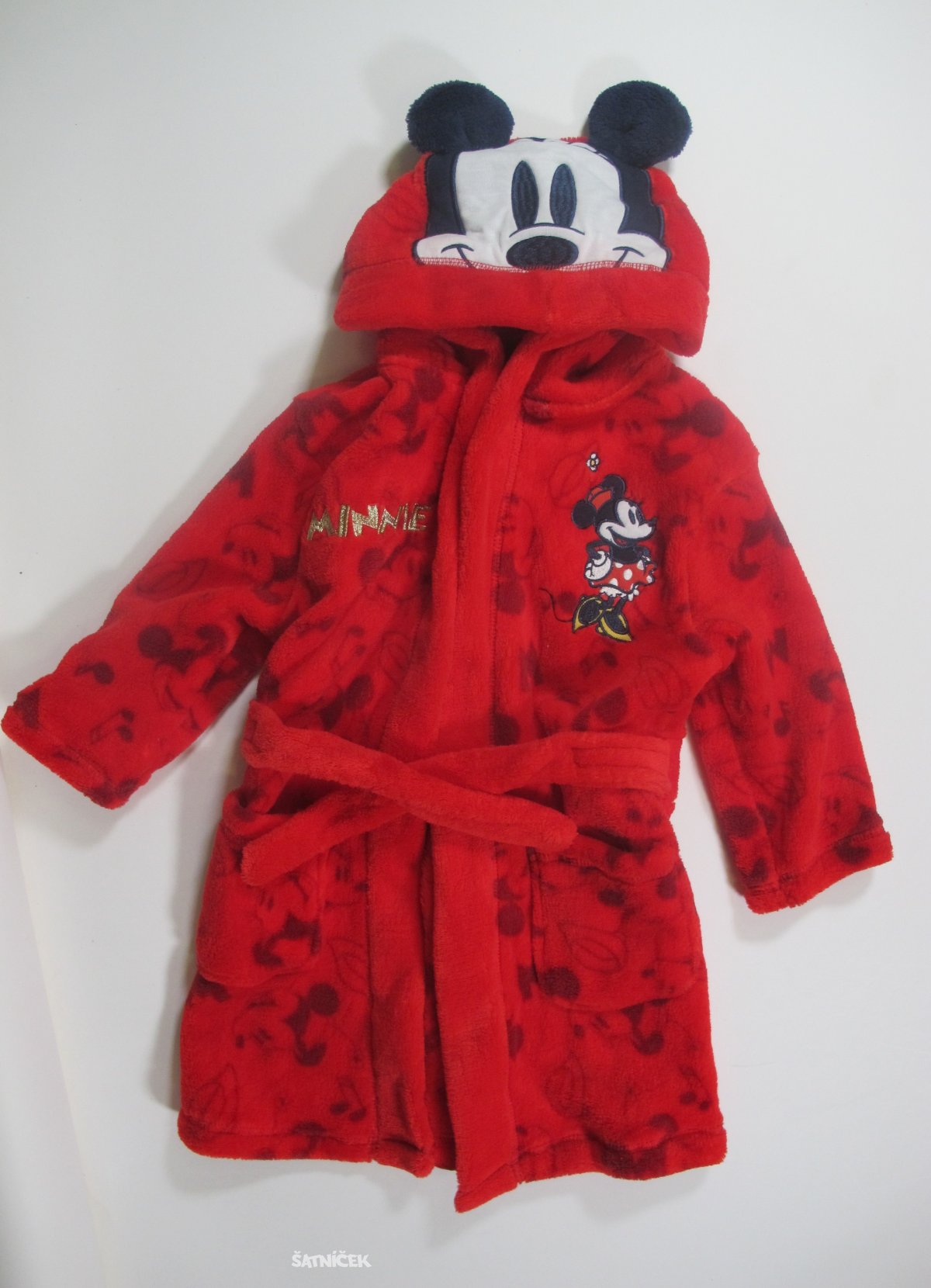 Červený župan pro kluky mickey secondhand