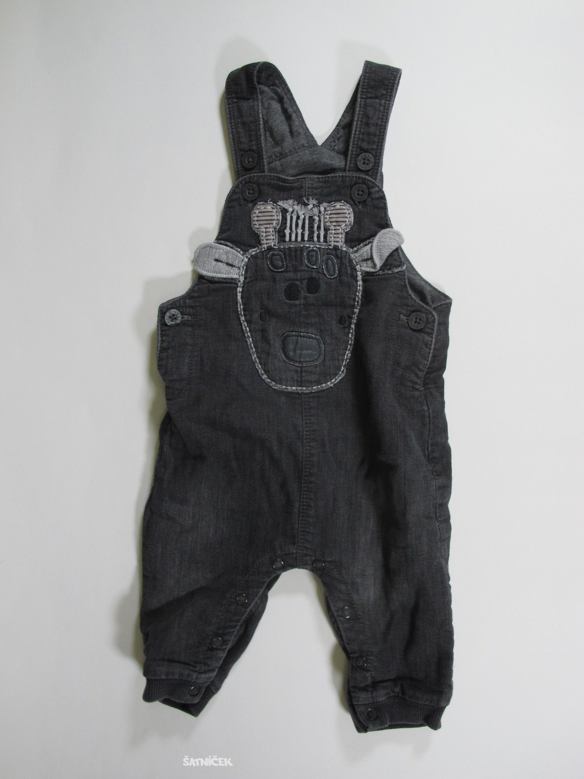 Tmavé džínové kalhoty s laclem  secondhand