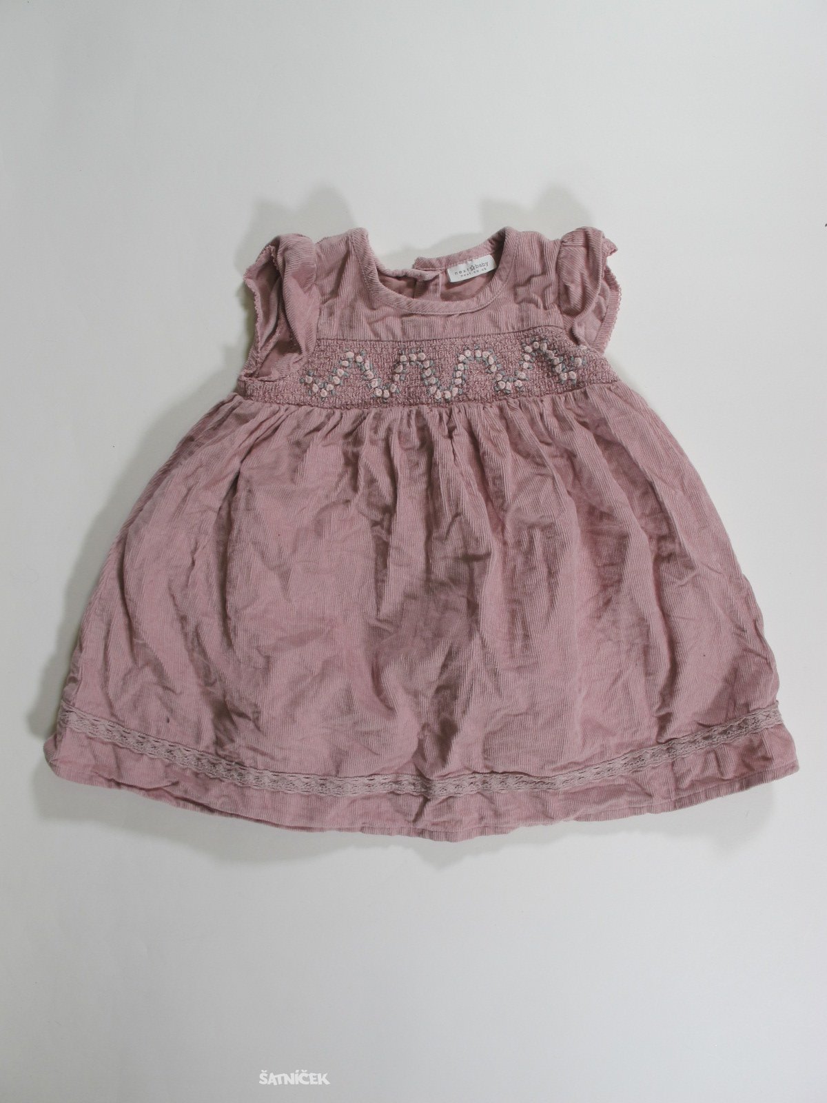 Manžestrové šaty starorůžové secondhand