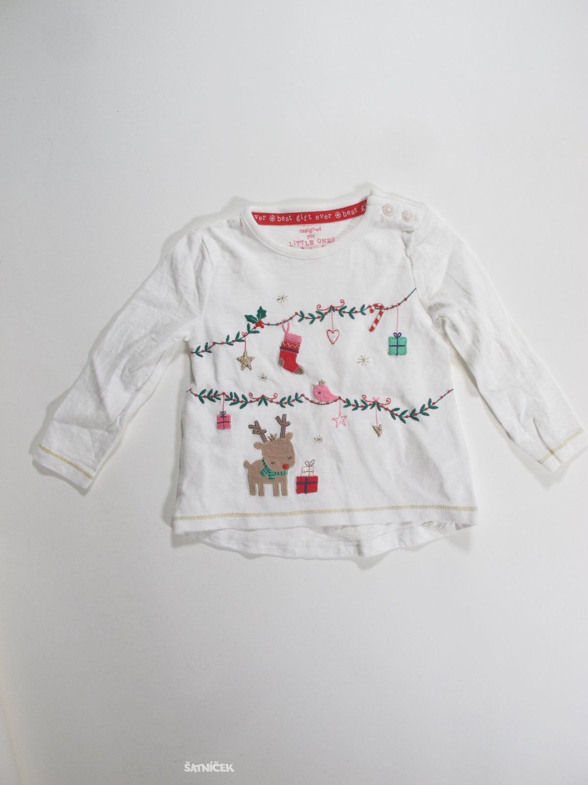 Triko dl.rukáv pro holky  bílévánoční  secondhand