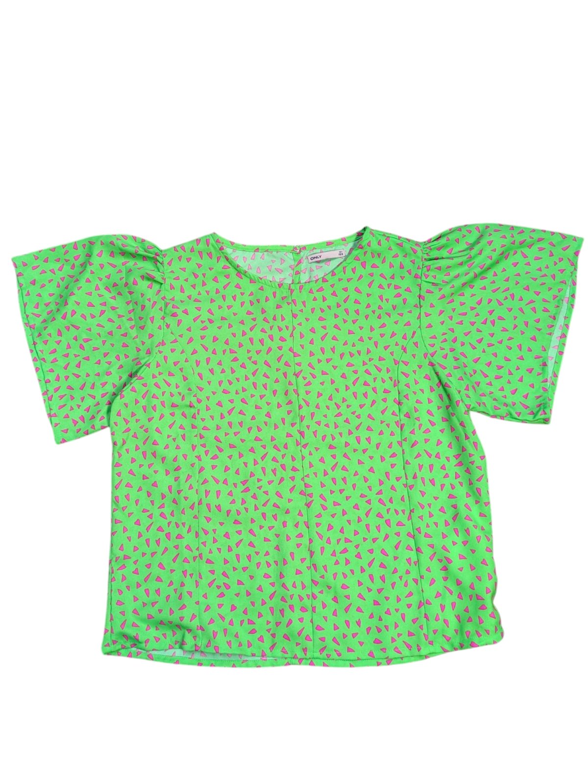 Zelená halenka s růžovým vzorem pro holky secondhand