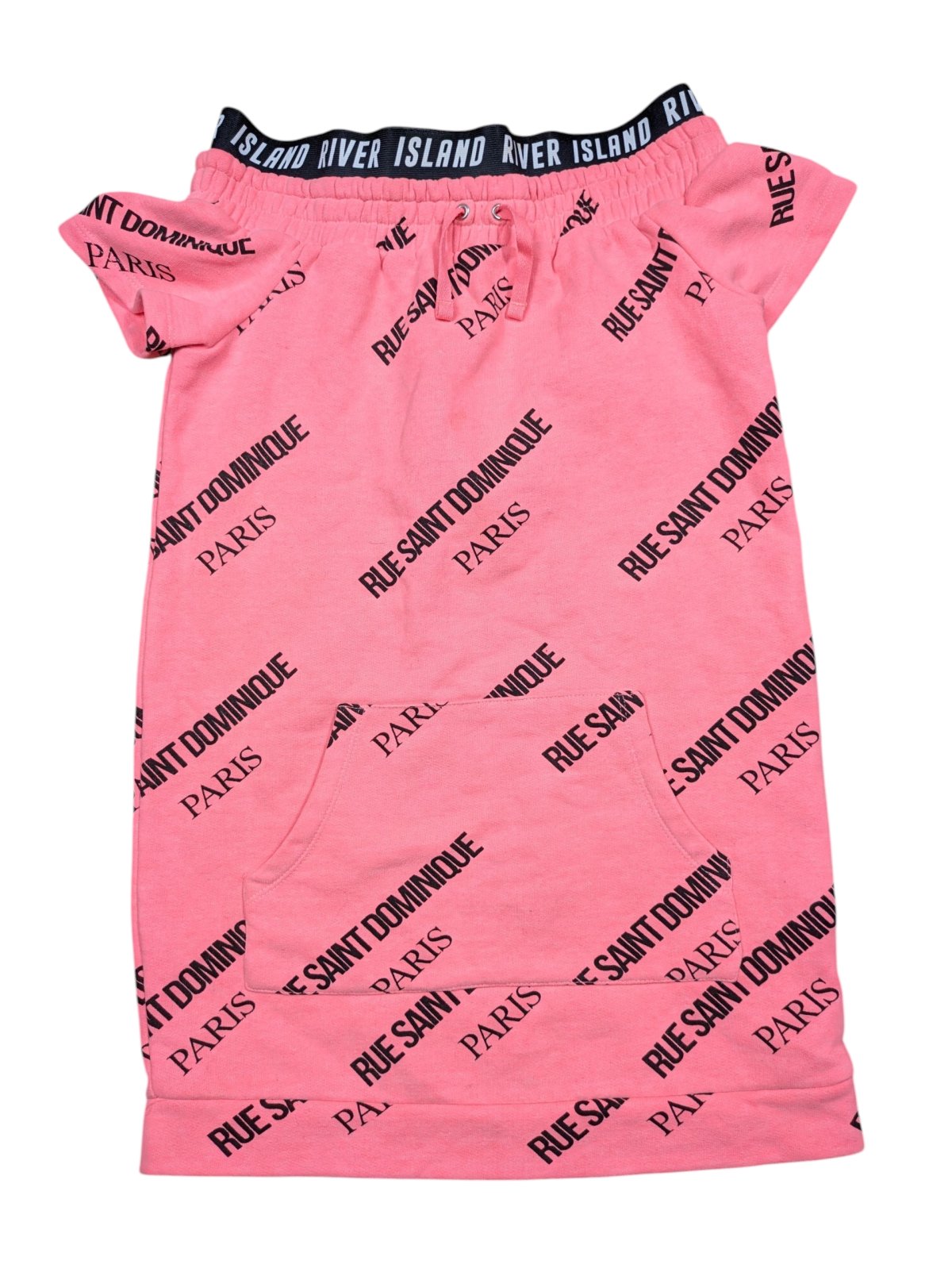 Růžové miknové šaty s krátkým rukávem a nápisy pro holky secondhand