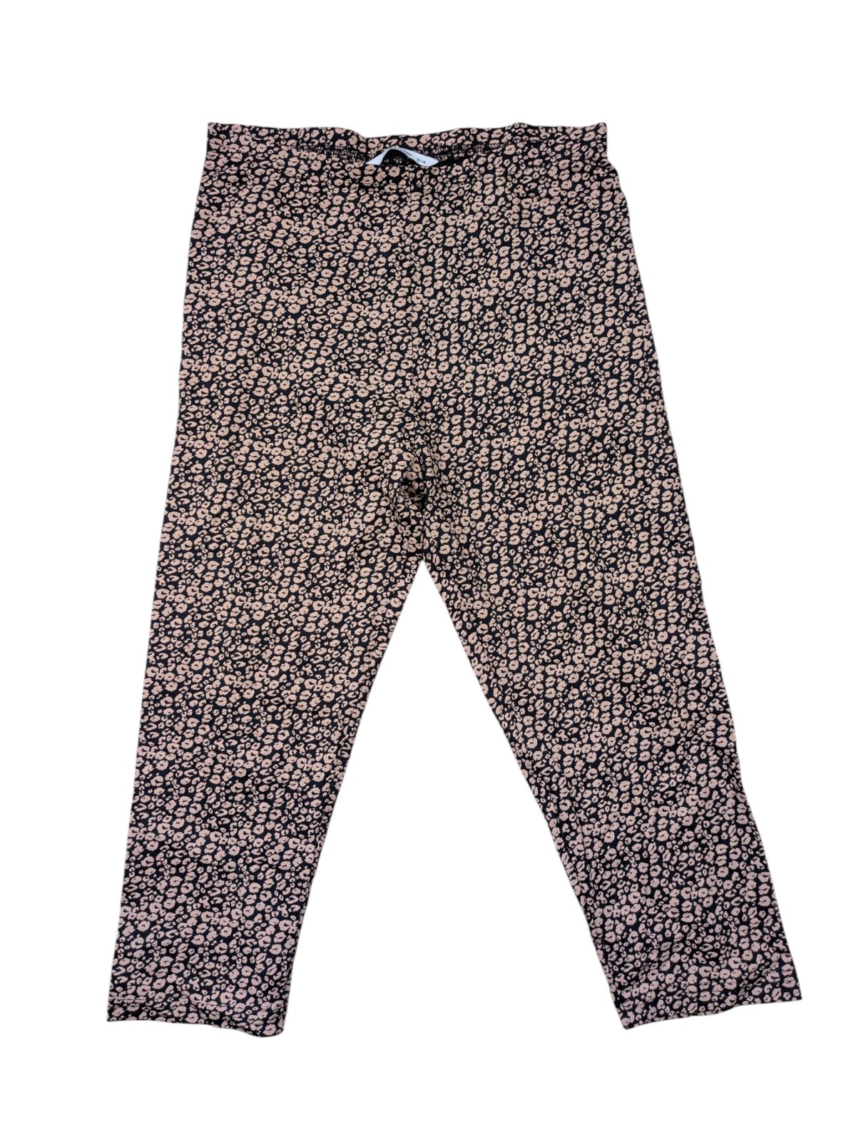 Černé kalhoty s hnědým vzorem pro holky secondhand