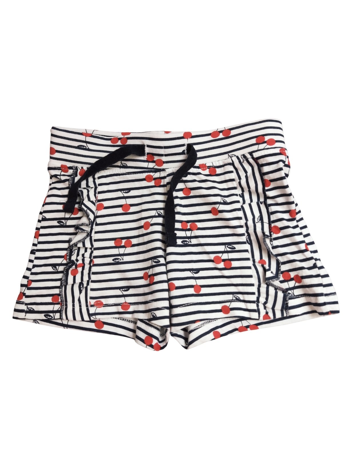 Bílé pruhované kraťasy s třešněmi pro holky secondhand Primark