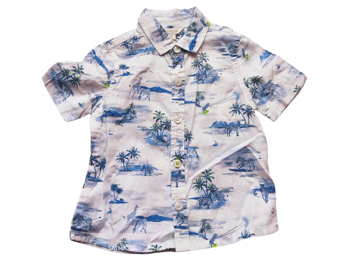 Košile pro kluky krátká bílá s obrázky zvířat secondhand