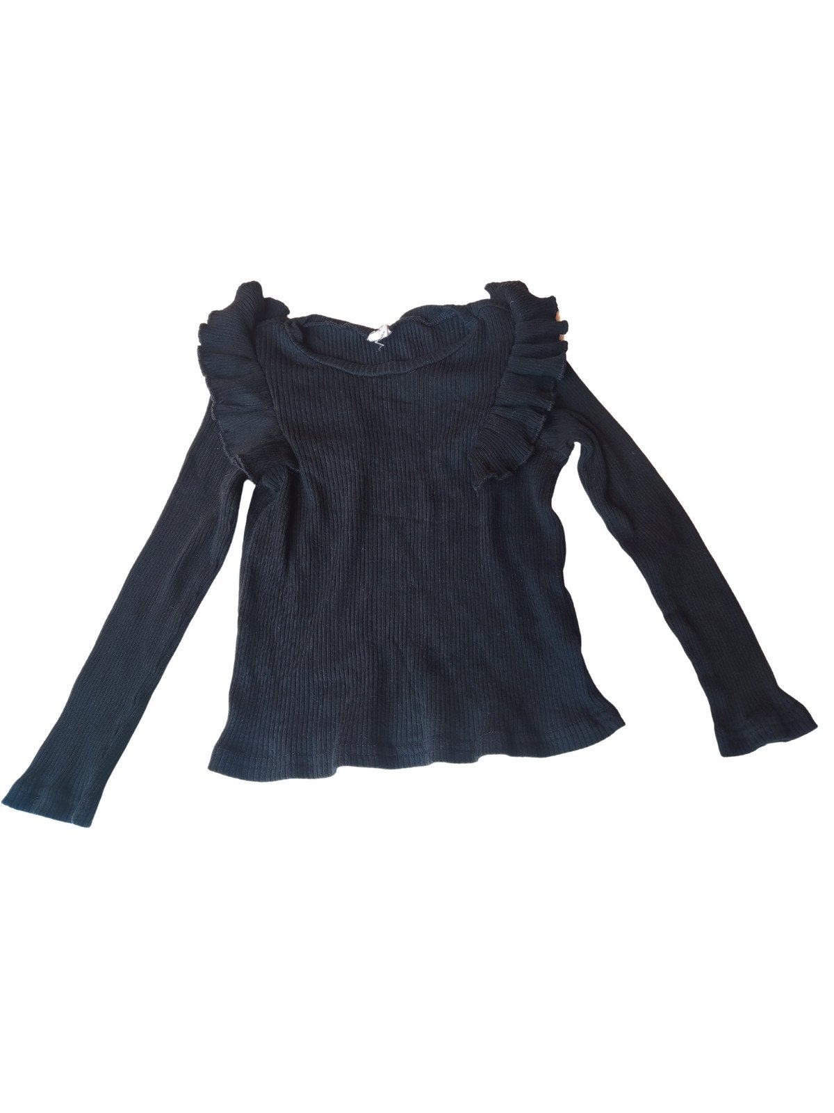 Černé triko s volánky pro holky dlouhý rukáv secondhand Shein