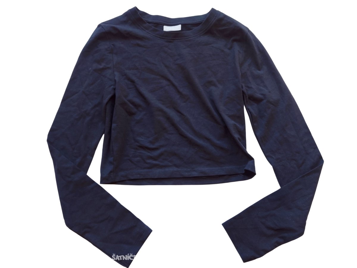 Černý crop top s dlouhým rukávem pro holky secondhand girlswear