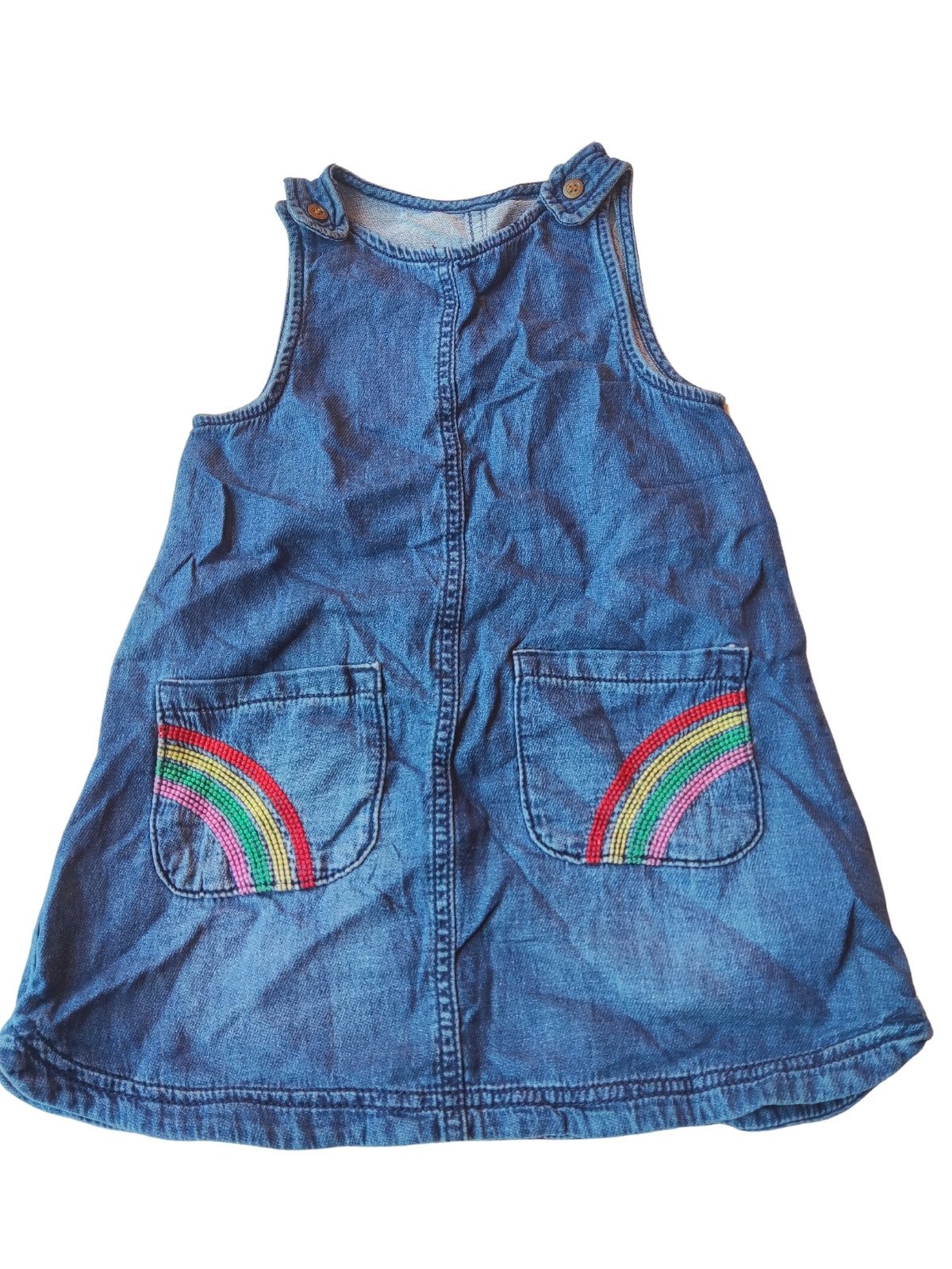 Džínové šaty s duhou secondhand mini club