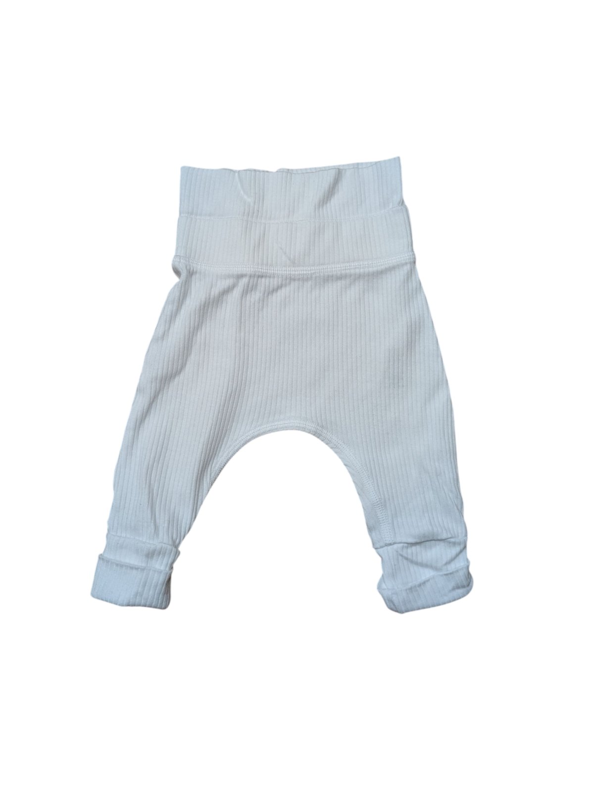 Bílé žebrované kalhoty pro novorozence secondhand