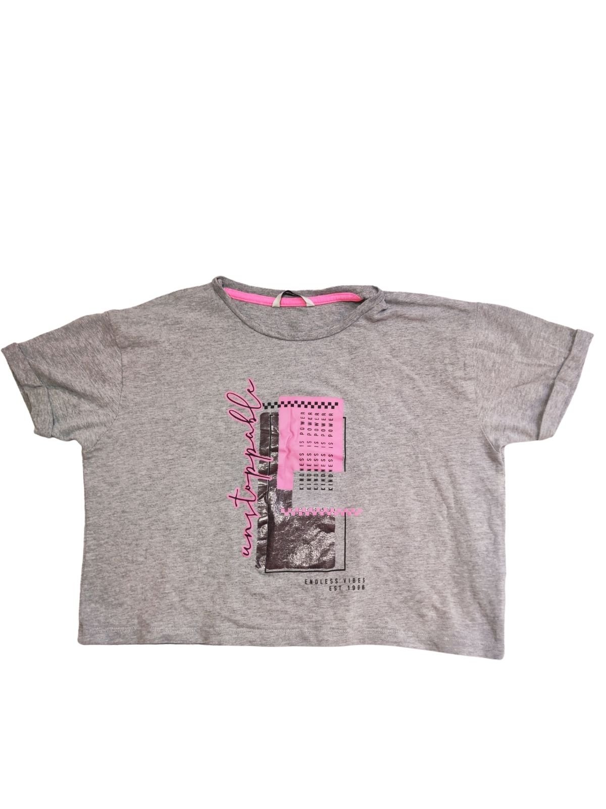 Šedé triko typu crop s obrázkem pro holky secondhand George