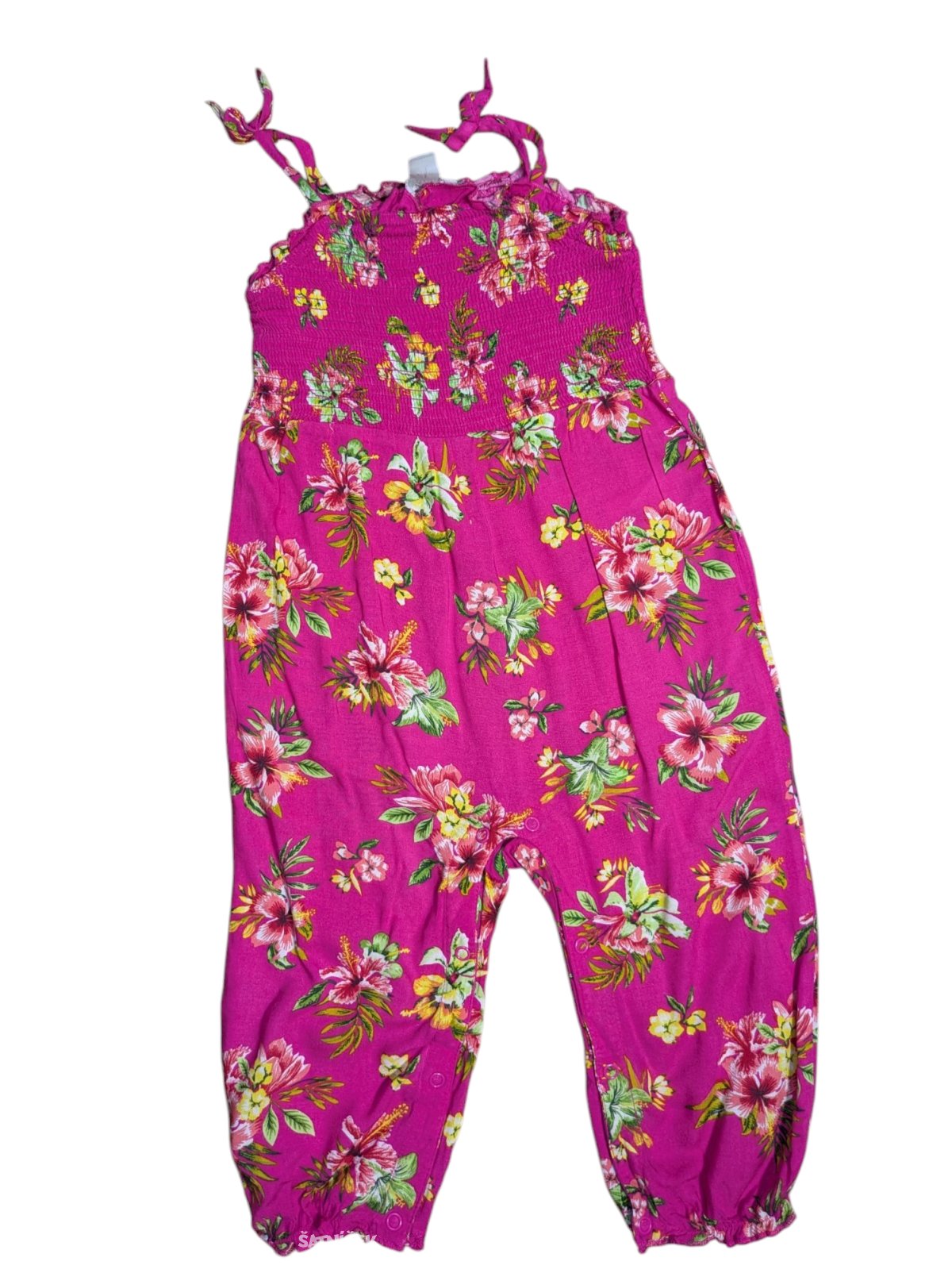růžový overal s květinami pro holky secondhand primark