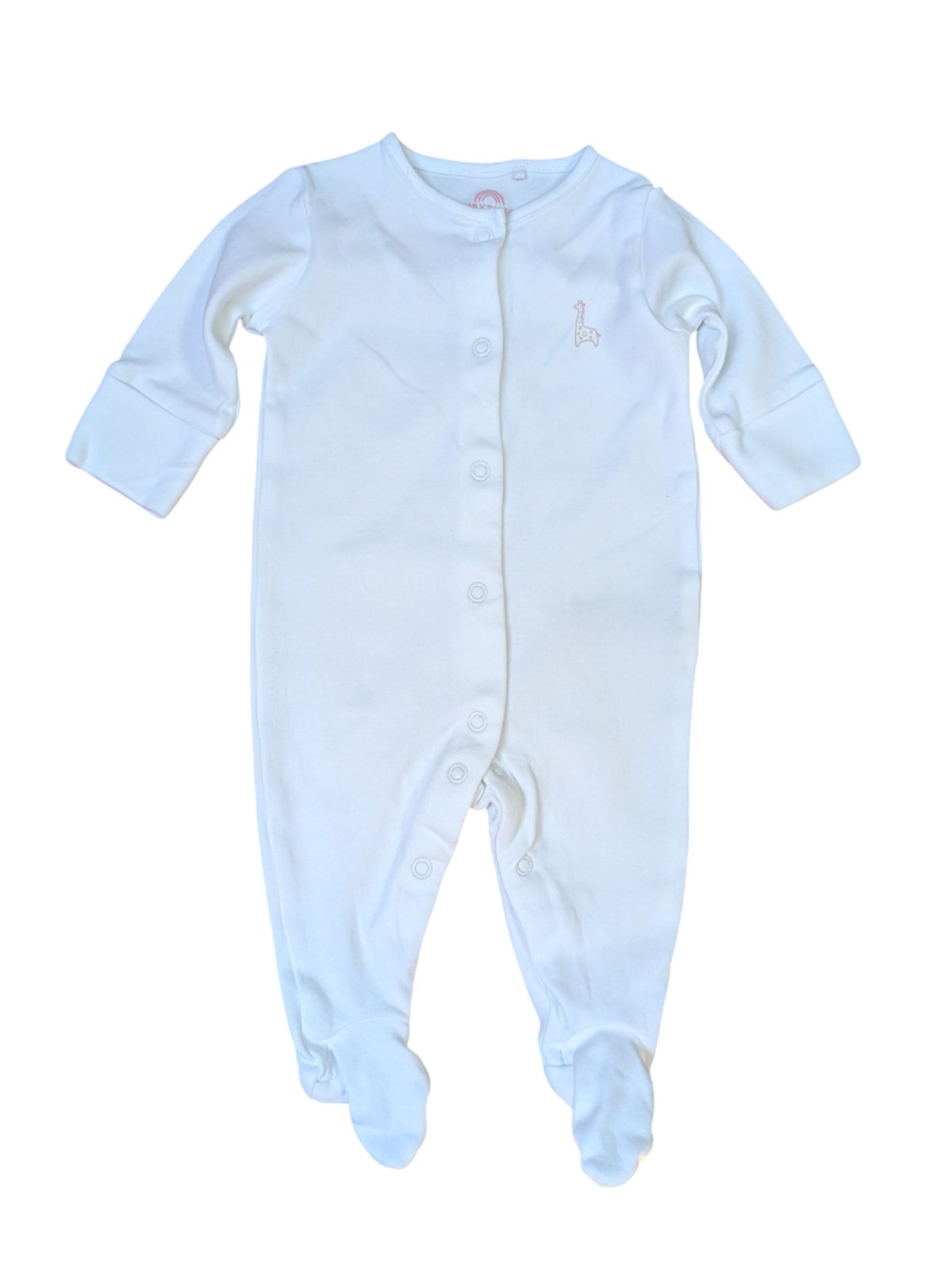 Bílé dupačky s malým obrázkem žirafy pro kluky secondhand Next