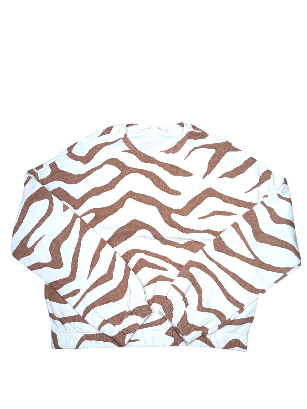 Bílá mikina s hnědým vzorem pro holky secondhand M&S