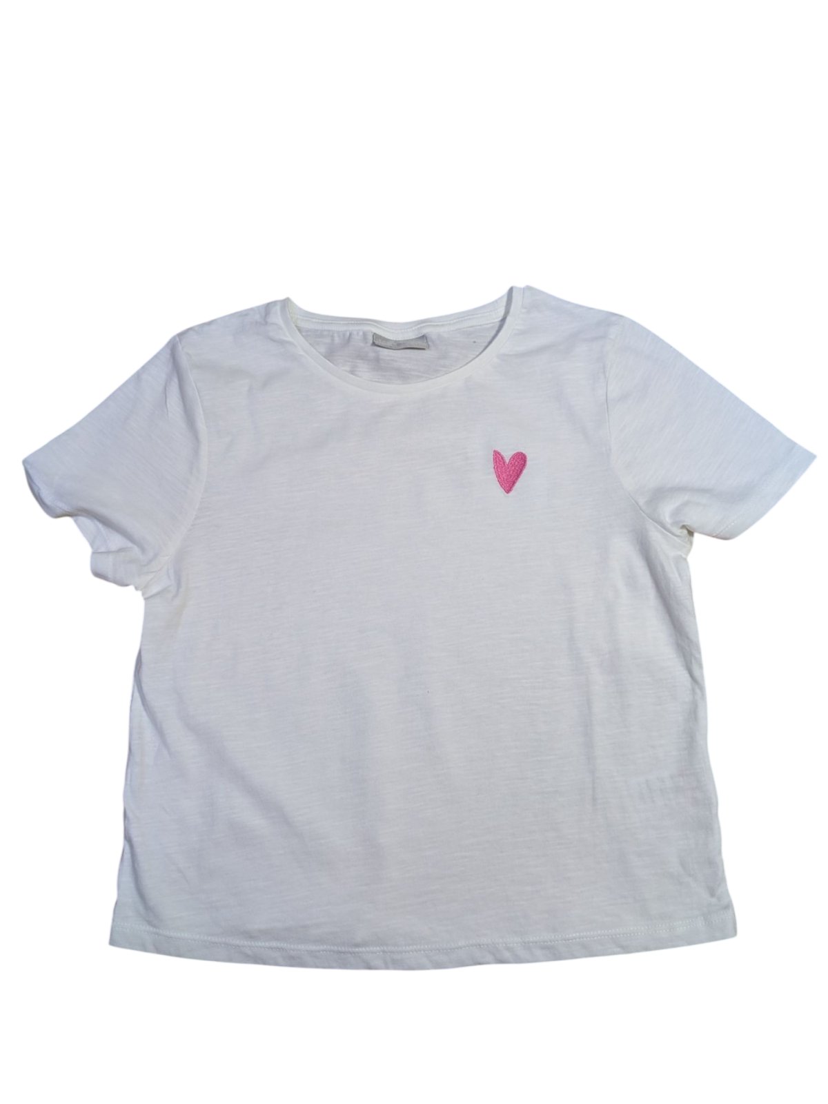 Bílé tričko s malým růžovým srdíčkem outlet Girlswear