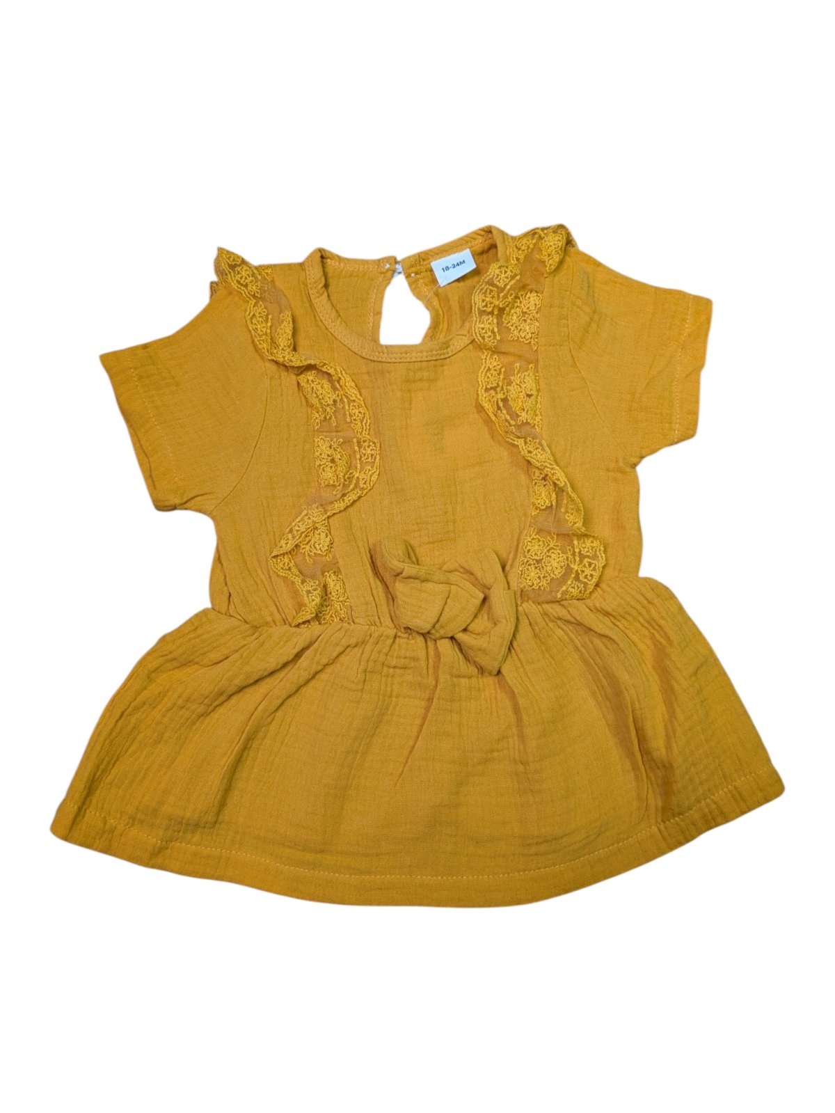 Tmavě žluté šaty zdobené pro holky outlet PatPat