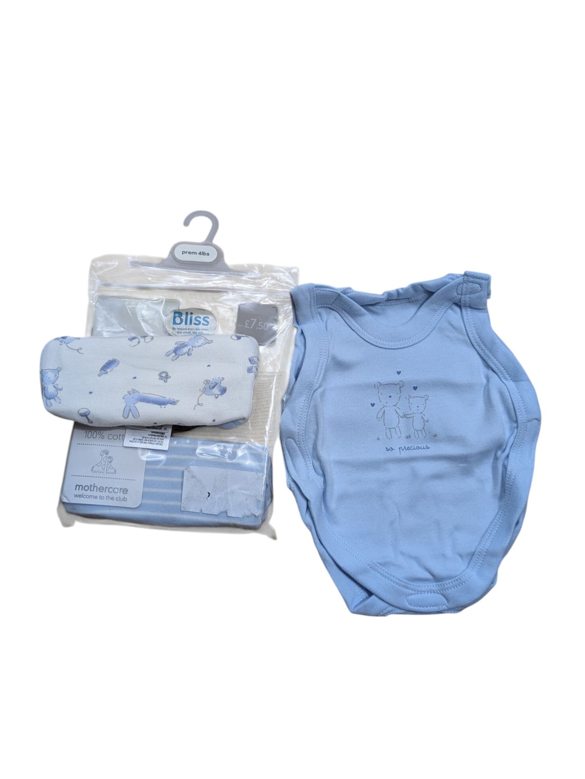 Set 3 body modro bílé pro kluky outlet mothercare