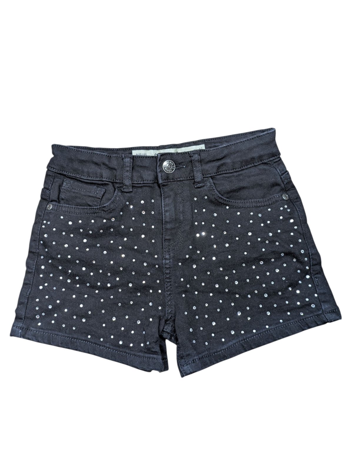 Černé džínové kraťasy se třpytkami pro holky secondhand Denim