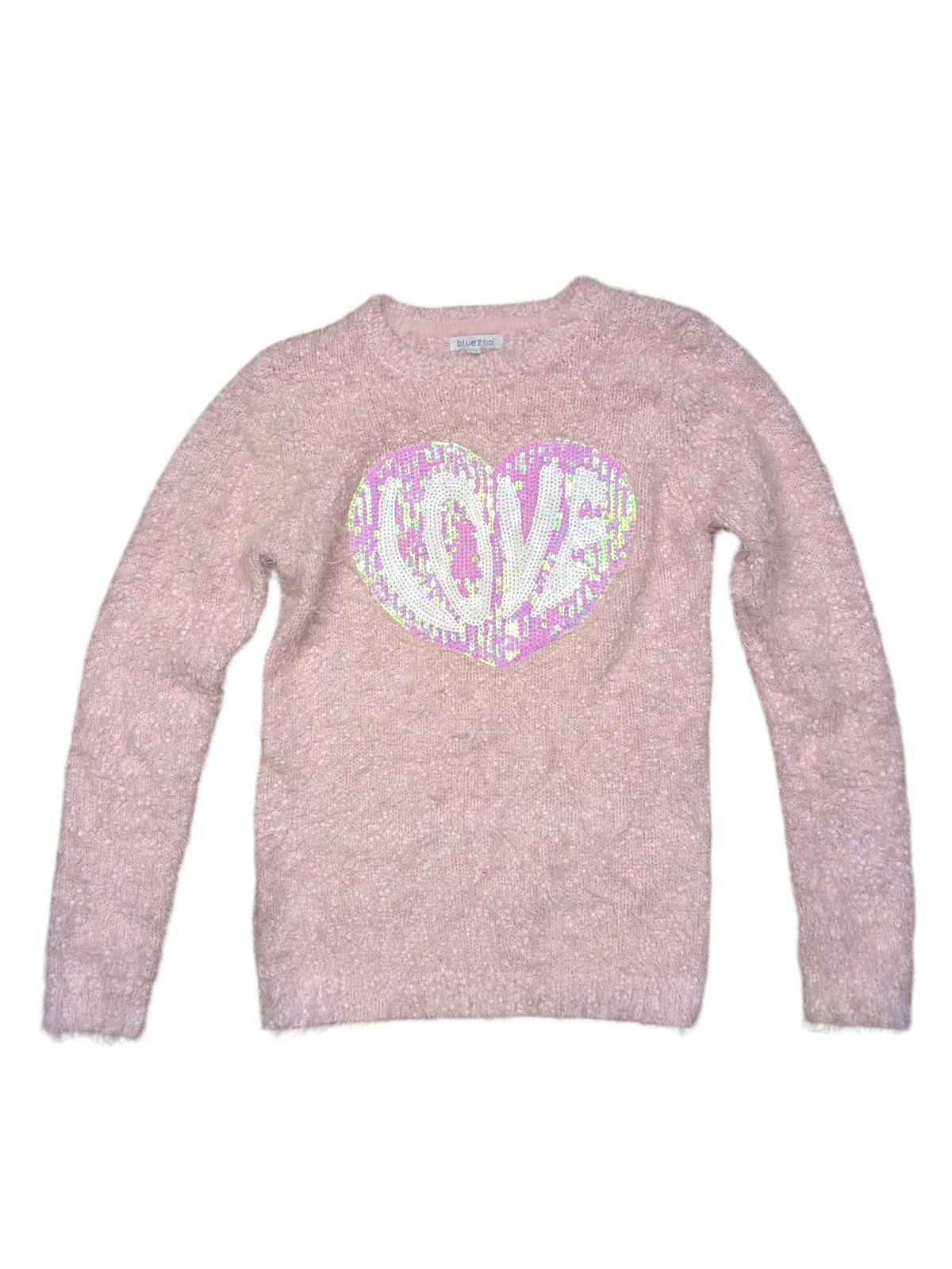 Růžový svetr s obrázkem pro holky secondhand bluezoo