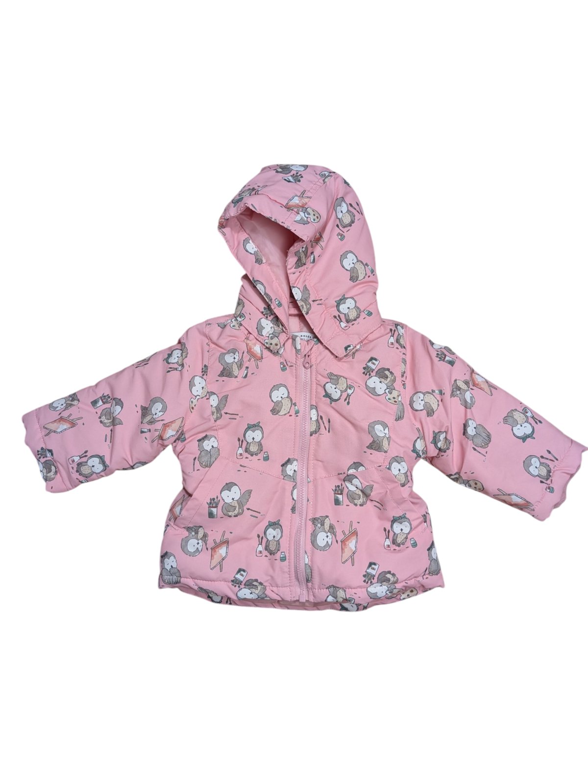 Růžová zimní bunda obrázková se šustem pro holky secondhand Nameit