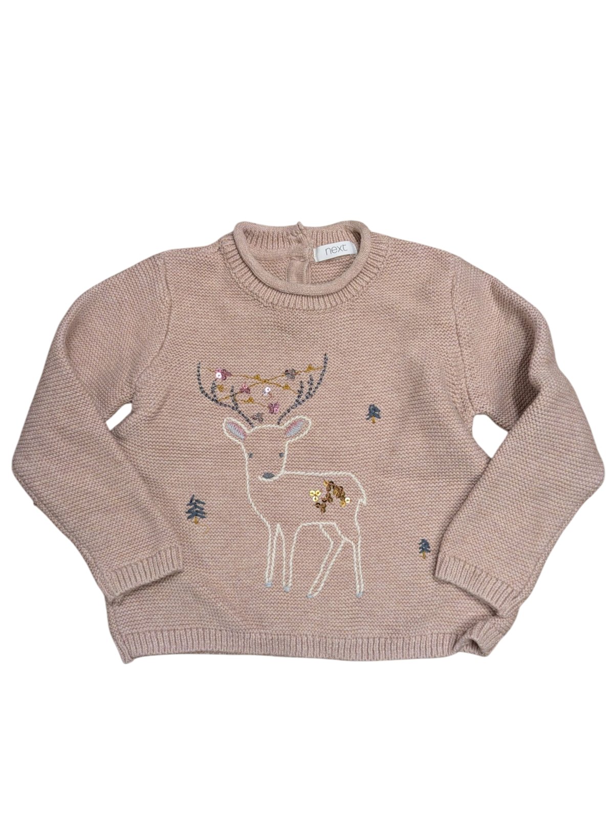 Růžový svetr s obrázkem pro holky secondhand Next